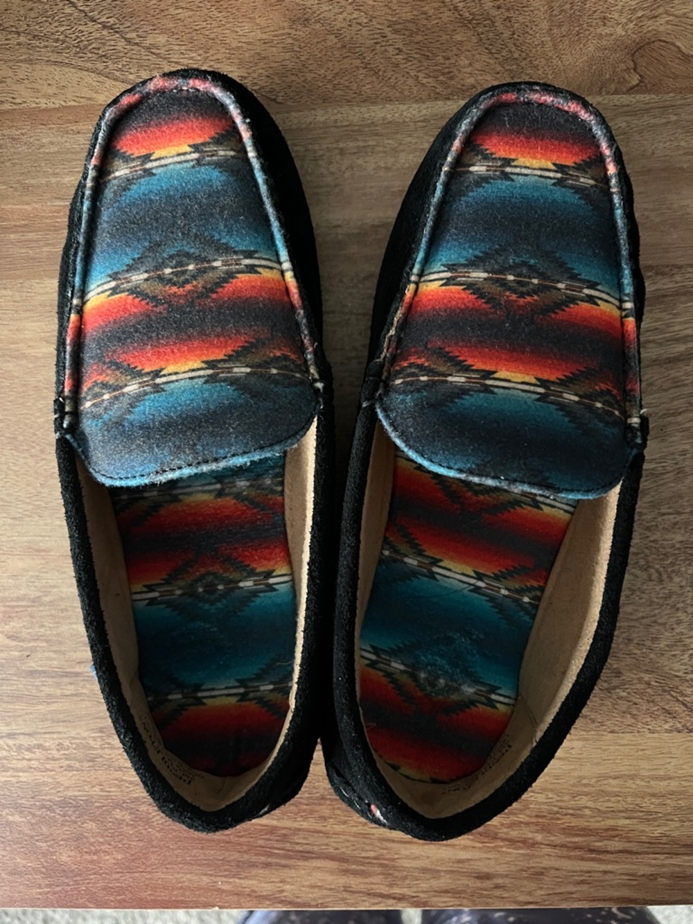 Pendleton Aztec Pattern Slip-On Loafers in Black, Teal, Red, Orange